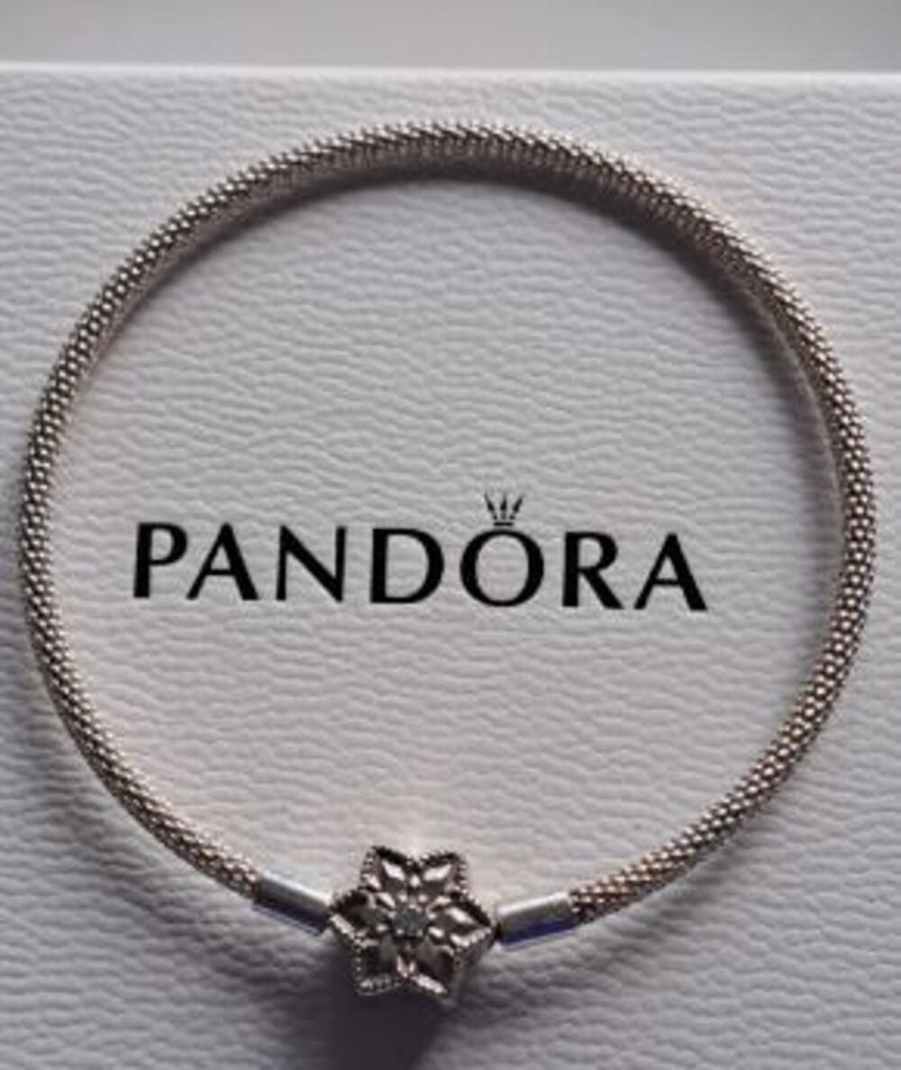 Pandora Shine Bright Star Clasp Mesh Charm Bracelet Bangle Sterling Silver